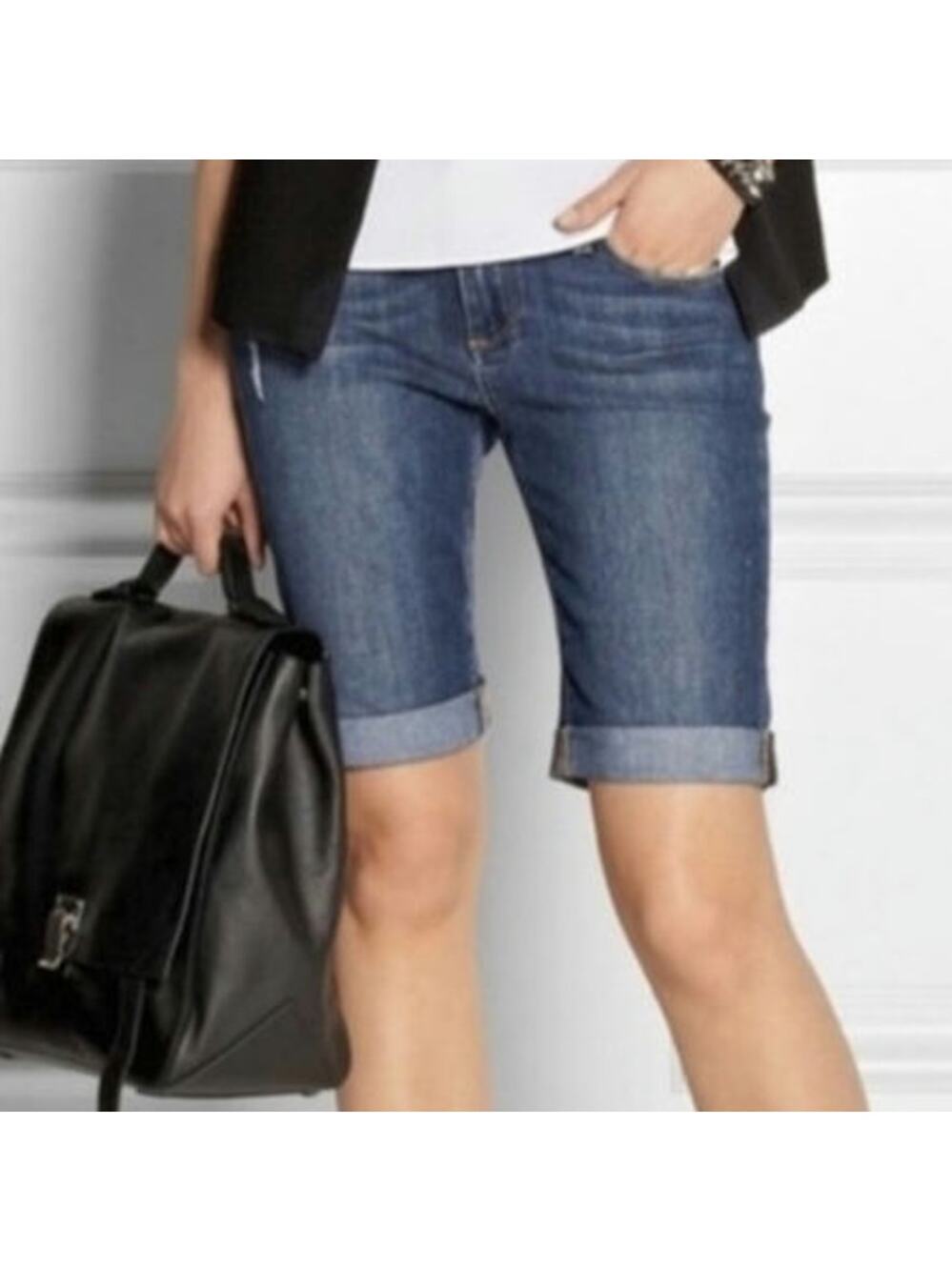PAIGE Scheyla Raw Hem Cuffed Denim Shorts DNM573 Size 31
